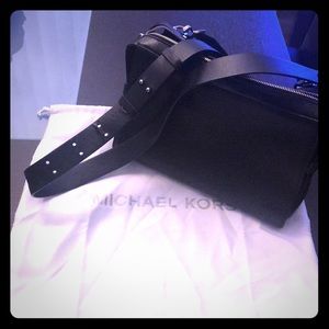 Michael Kors black leather crossbody purse